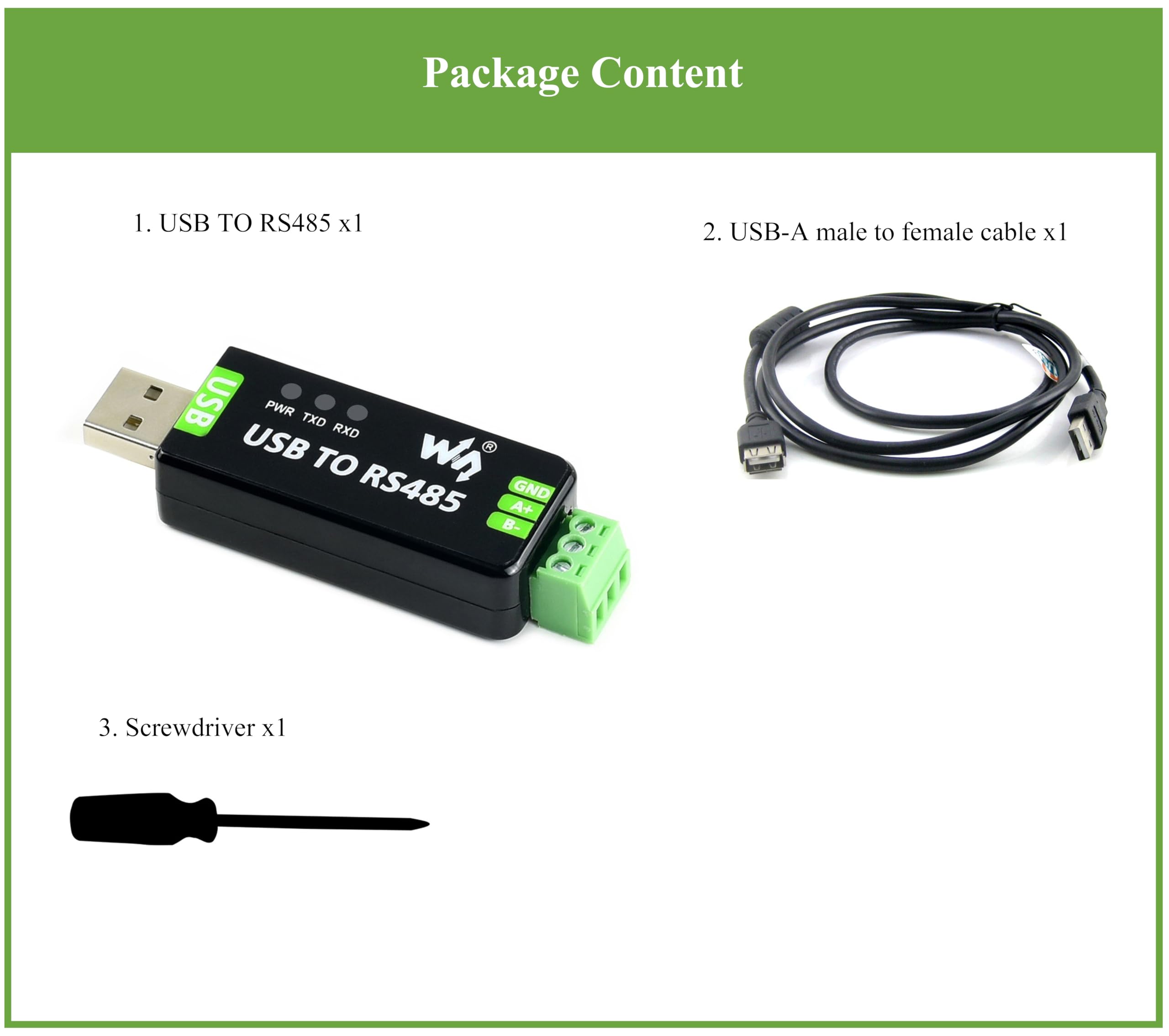 Industrial USB to RS485 Bidirectional Converter with Original FT232RNL and SP485EEN Chip, Supports Linux, Android,Win11/10/8.1/8/7/XP, etc. With Protection Circuits for Industrial Control Equipments