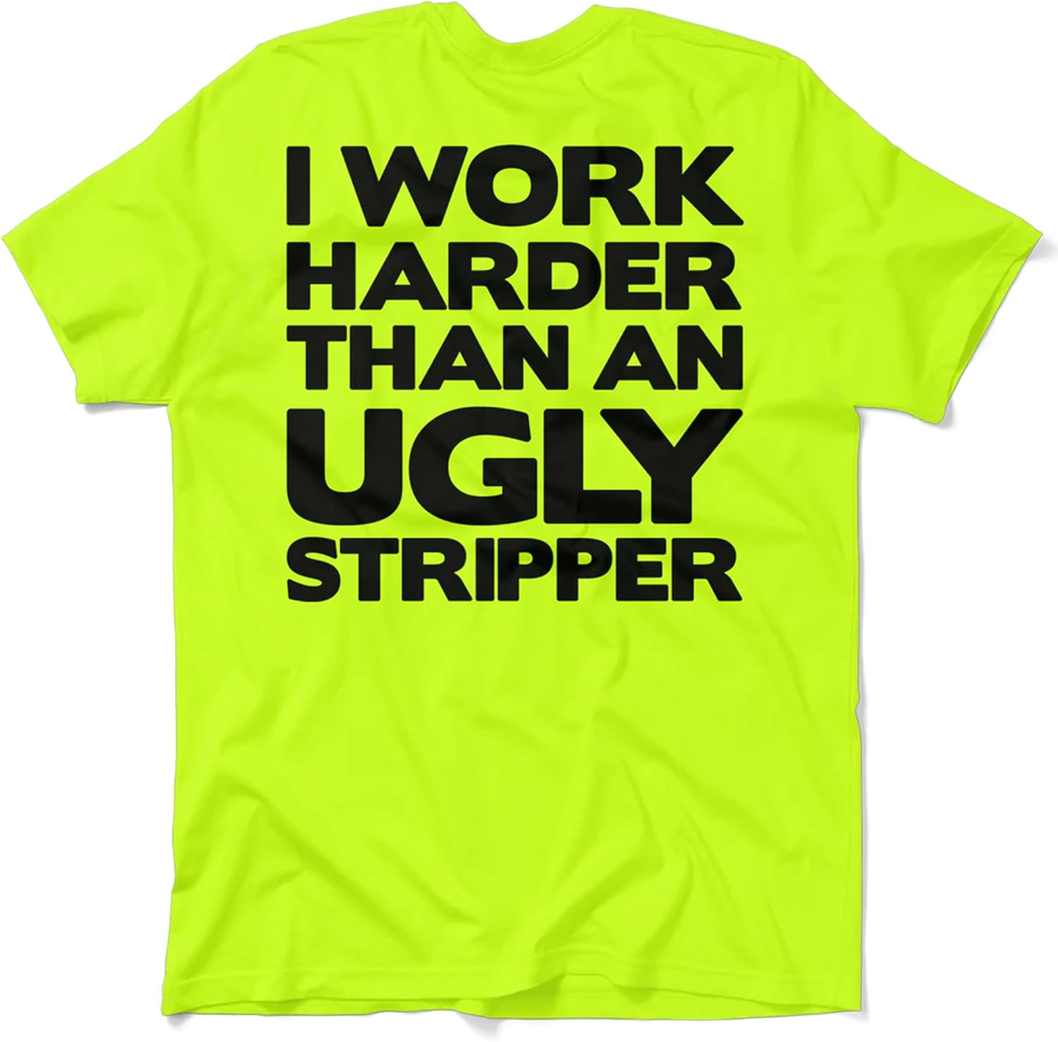 Hi Vis, Hi Viz Work Harder Cotton/Poly Blend Half-Sleeve Safety T-Shirt, Funny Work Shirts for Men, Safety Yellow