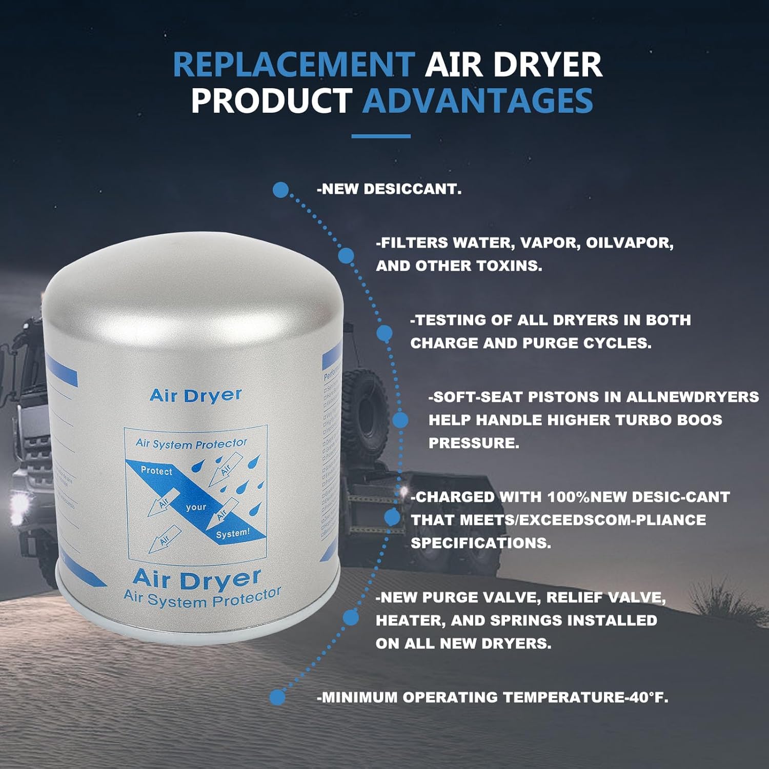 ECCPP Air Dryer Direct Replacement for Kenworth for Volvo for Freightliner for Columbia 21620181 12V