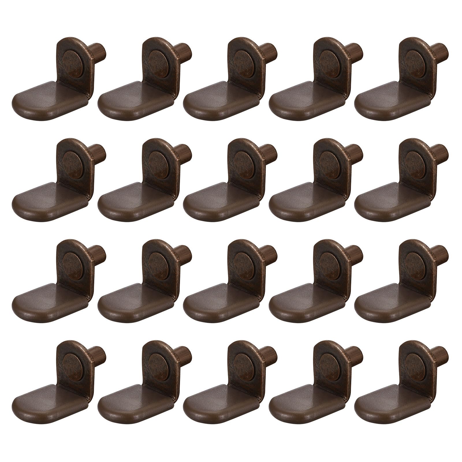 sourcing map Shelf Support Pegs, 40pcs 6mm(1/4") L-Shaped Support Bracket Pegs Shelf Pin with Rubber Sleeve for Furniture Shelves Supplies, Copper Tone