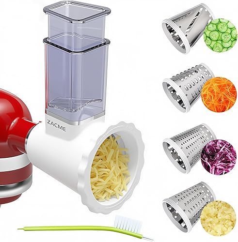 Miniatura 9 de Accesorio actualizado de trituradora y rallador de queso para batidoras de mano KitchenAid, máquina de ensalada con rebanador de verduras, máquina