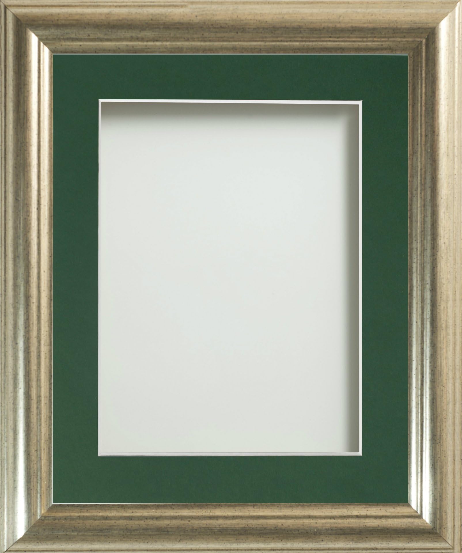 Frame Company Eldridge Silver 16x12 Frame, Bottle Green Mount for 12x10 — image 1