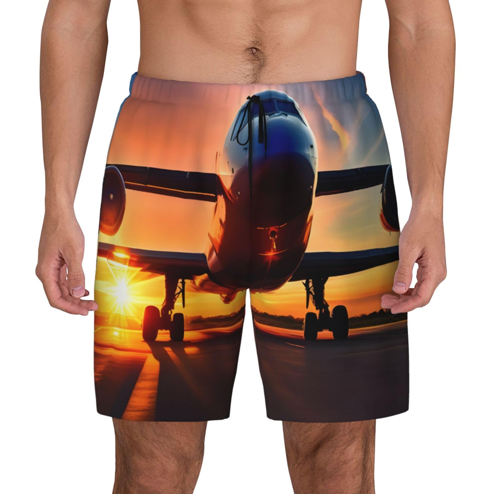 Pantalones cortos de natación ligeros con estampado original de cielo y avión 8