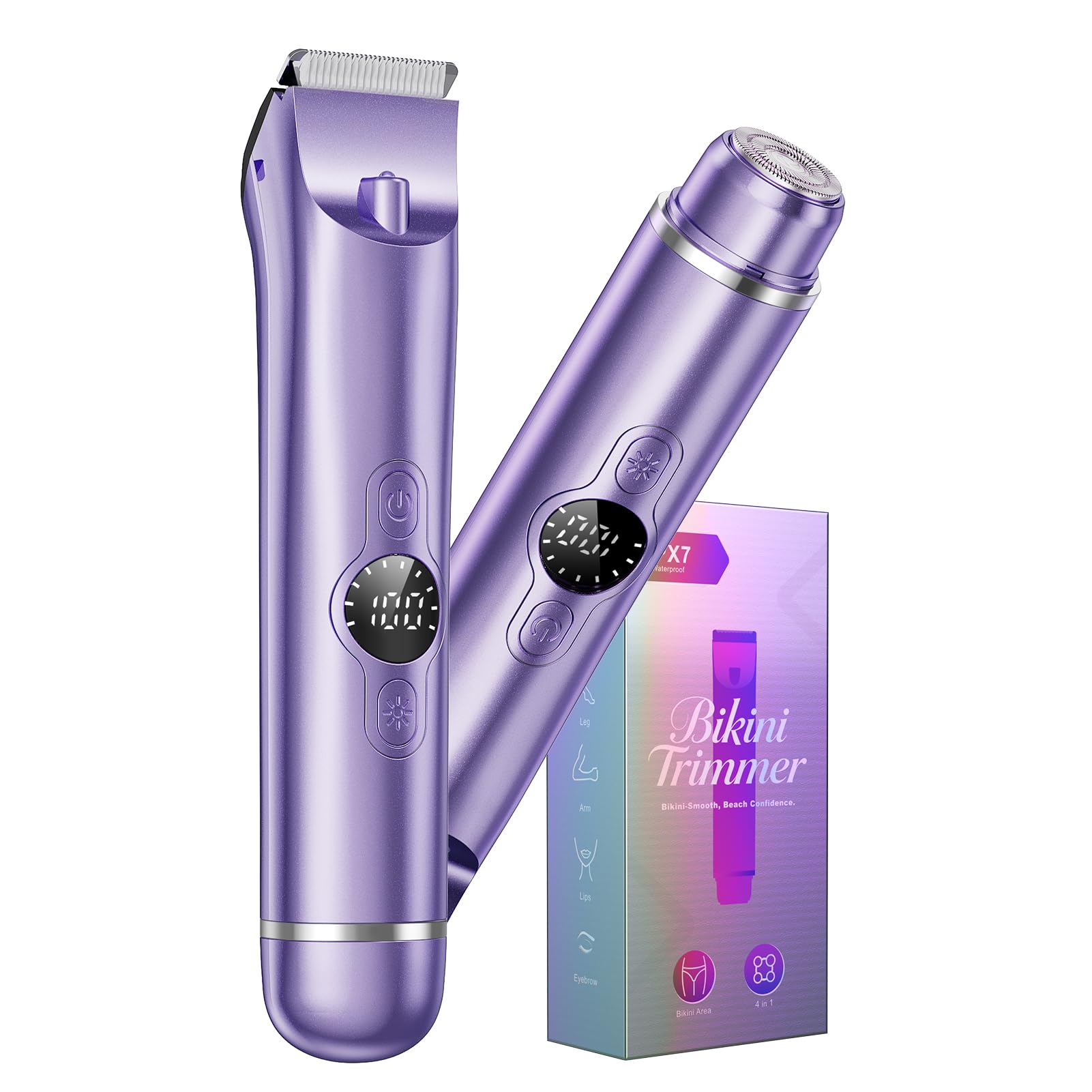 4 in 1 Bikini Trimmer for Women, Electric Razors for Women - Dual Head ，Royal P...