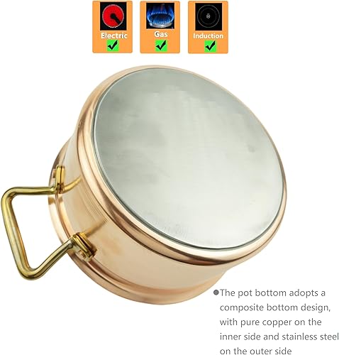 Miniatura 4 de Kkekos Ollas y sartenes de cobre puro, juego de utensilios de cocina de cobre martillado con wok (mini olla de 7.1 in)
