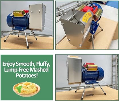 750W Commercial Potato Masher, 20-30KG/H Electric Grinding Mud Grinder, Precision Ground Shafts and Gears, Stainless Steel Potato Masher, Smooth and Fine, Suitable for Garlic, Tomatoes