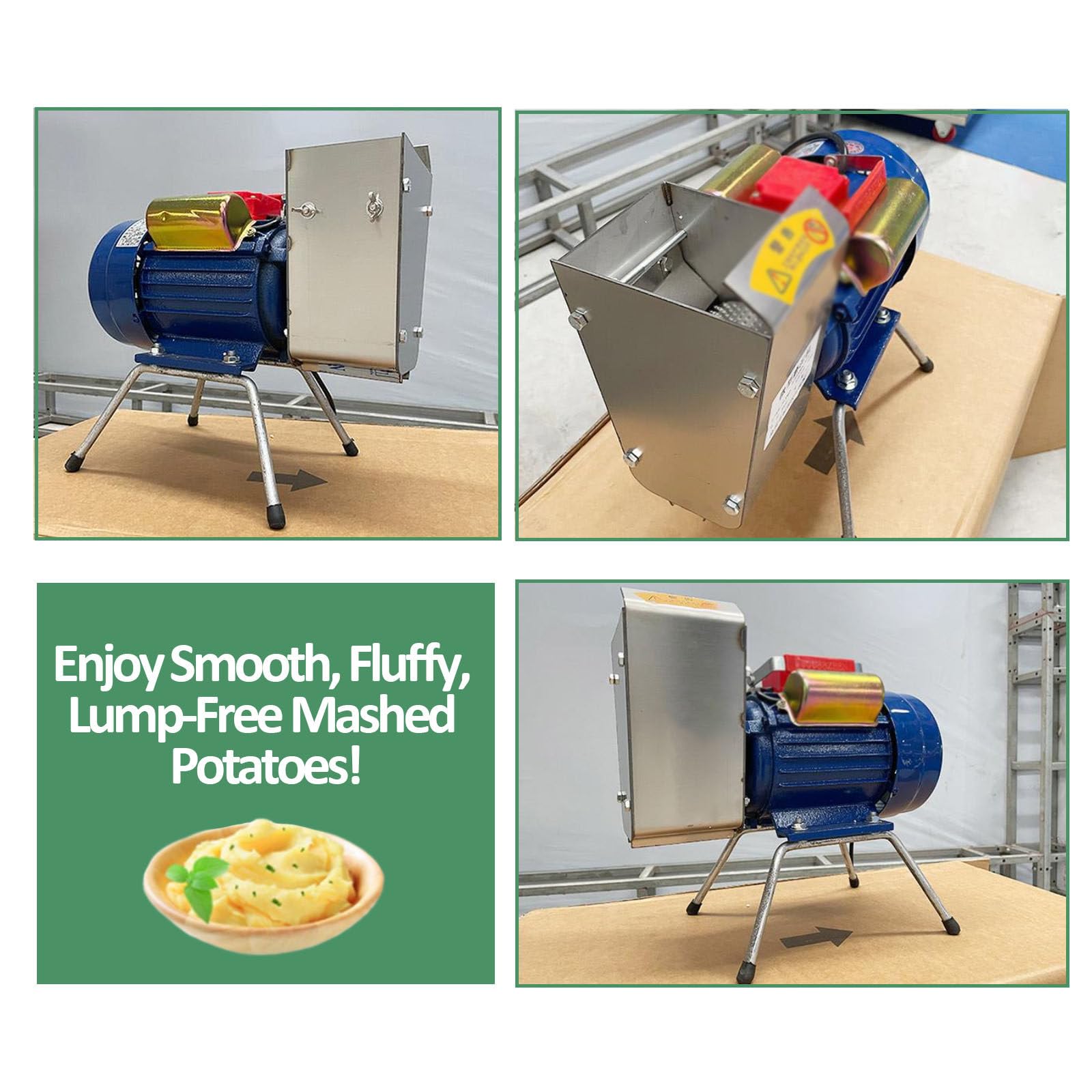 Kommerzieller elektrischer Kartoffelstampfer, 750-W-Kartoffelstampfer aus Edelstahl, Welle und Getriebe für präzises Mahlen, Produktionseffizienz 20–30 kg/Stunde, für Knoblauch, Tomaten