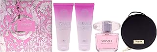 Versace Bright Crystal by Versace for Women - 4 Pc Gift Set 3oz EDT Spray, 3.4oz Body Lotion, 3.4oz Shower Gel, Round Make Up Case