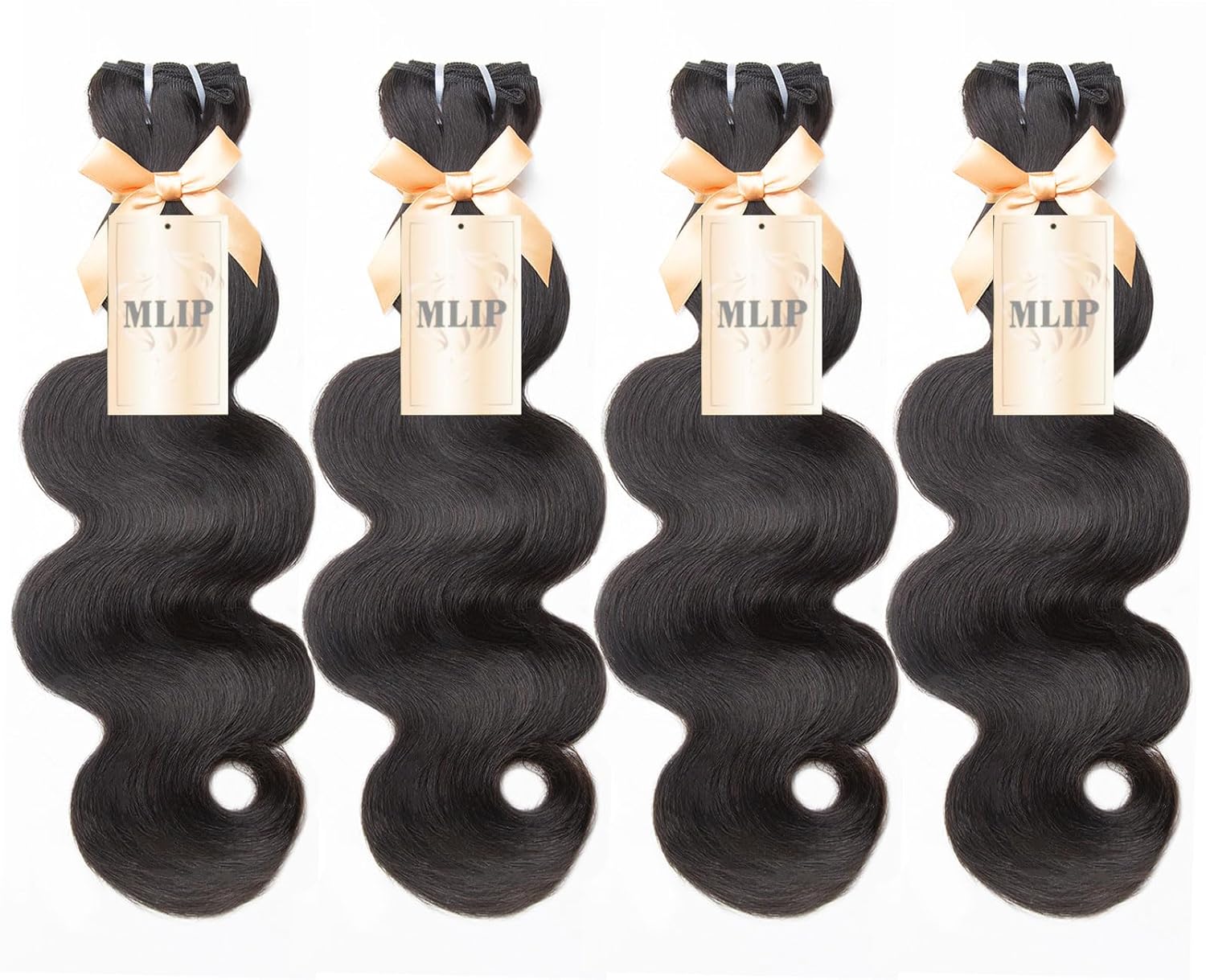mlip (18 20 22 24 Inches Raw Bundles Human Hair Body Wave 4 Bundles, No Tangle Shedding, Keep Texture Silky Soft After Multiple Washes, 15A Raw Indian Hair Bundles, Triple Lifespan 3X