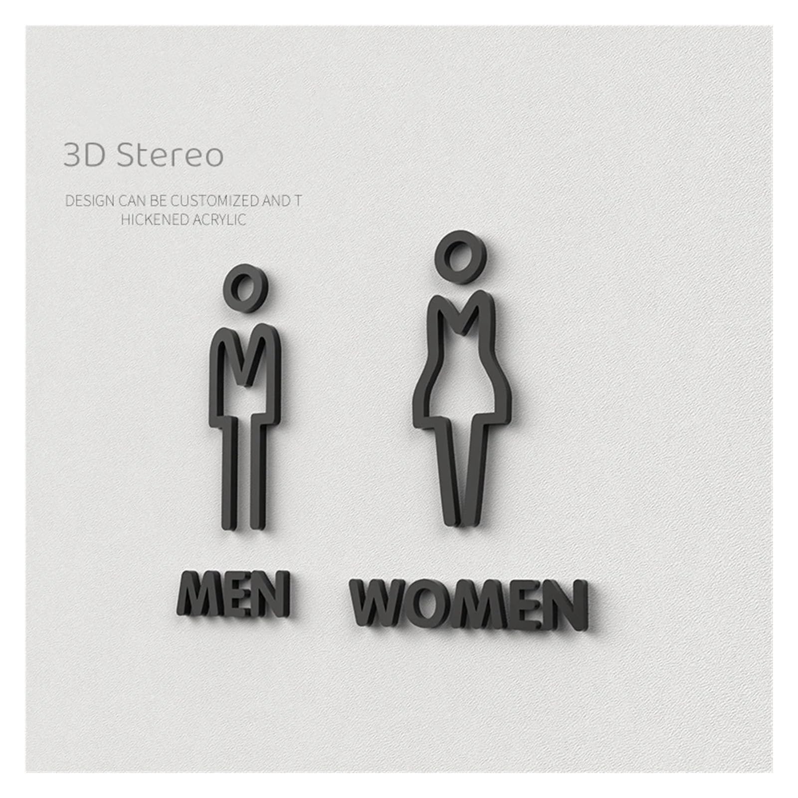 Plaque de signalisation de toilette de couleur or noir 3D autocollant d'étiquette murale de porte de salle de lavage support de WC panneau de signalisation Art hôtel décoration de la maison(19,25x16cm
