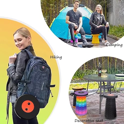 Miniatura 6 de Taburete telescópico portátil para adultos, resistente, silla plegable de plástico que puede soportar 500 libras, taburetes plegables retráctiles