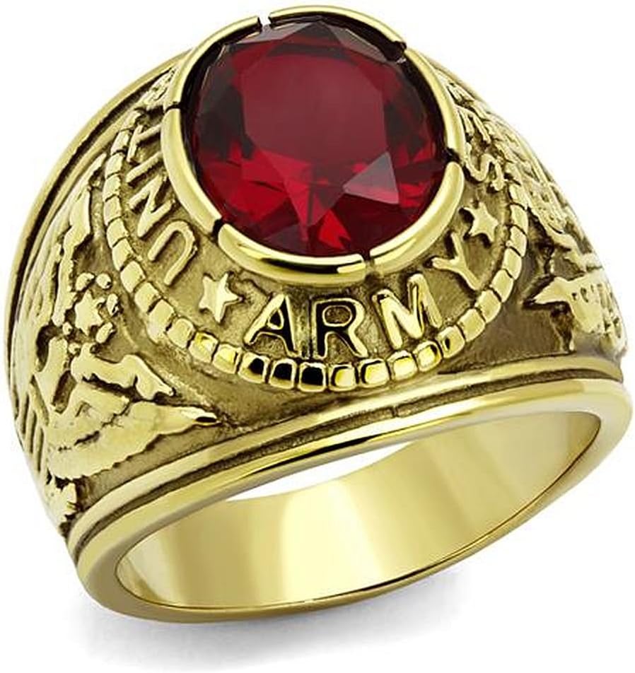 United States US Army Stainless Steel Gold Plated USA Military Veteran Ring