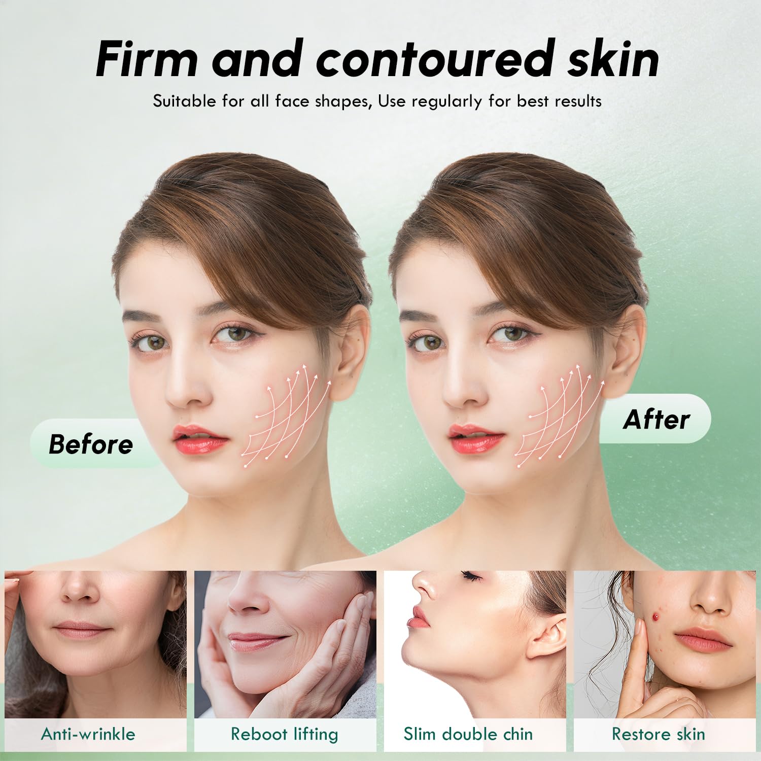 Graphene V Line Lifting Mask, Skin-Friendly & Breathable Double Chin Reducer, Adjustable Chin Strap for Sleeping with Highly Elastic Fabric, Chin Lifting Mask for Women Man