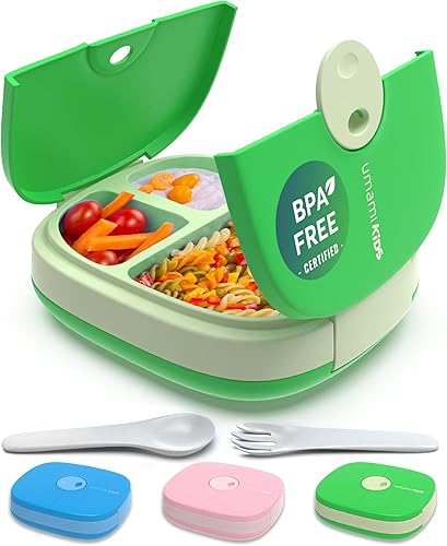 Umami Lonchera Bento todo en 1 para niños, paquete de hielo y utensilios incluidos, 100% a prueba de fugas y sin BPA, lonchera favorita de los