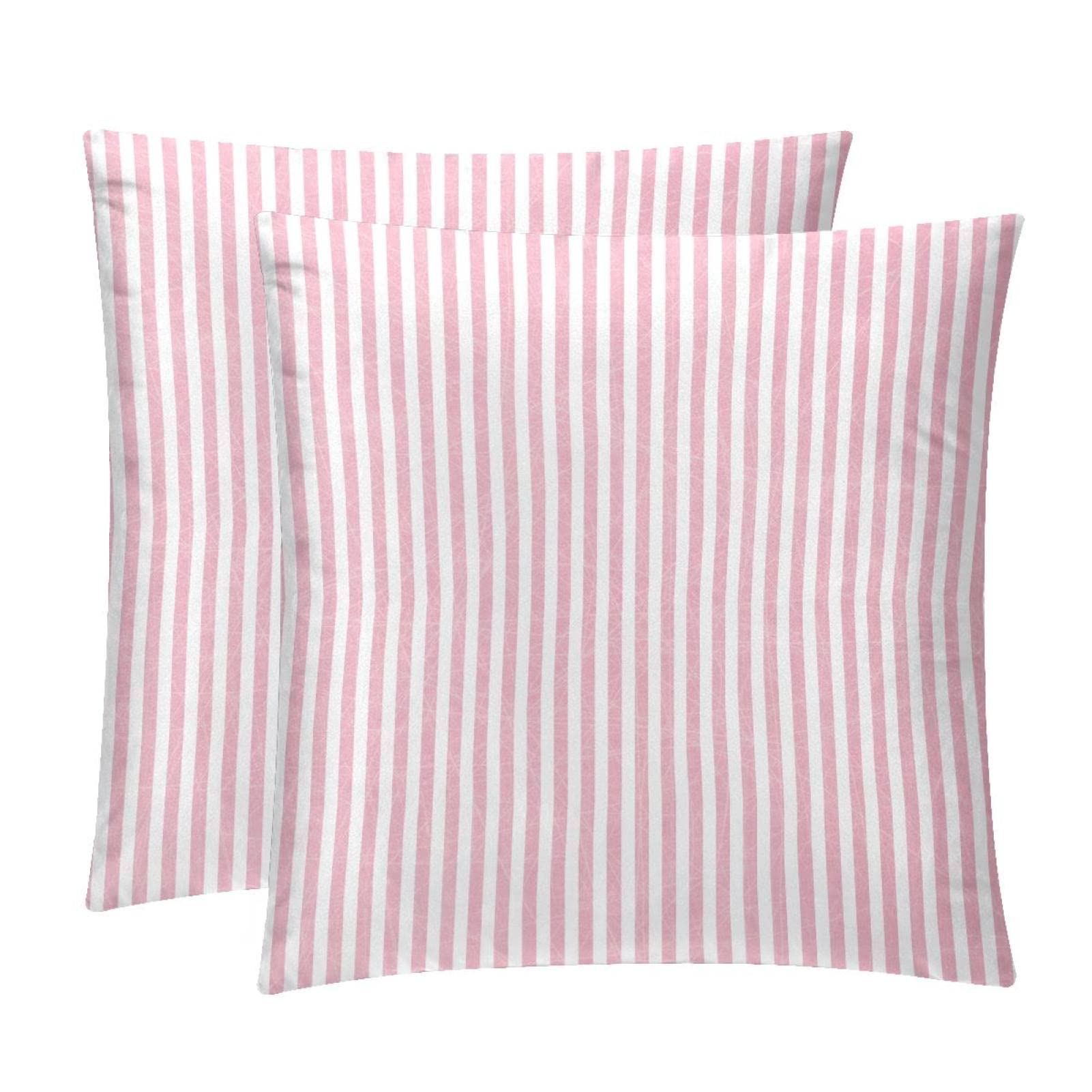 Juego De 2 Funda De Almohada Rayas Rosas Fundas De Cojines Decorativa,Antiarrugas Fundas De Almohada para Hogar Dormitorio Coche,45X45Cm