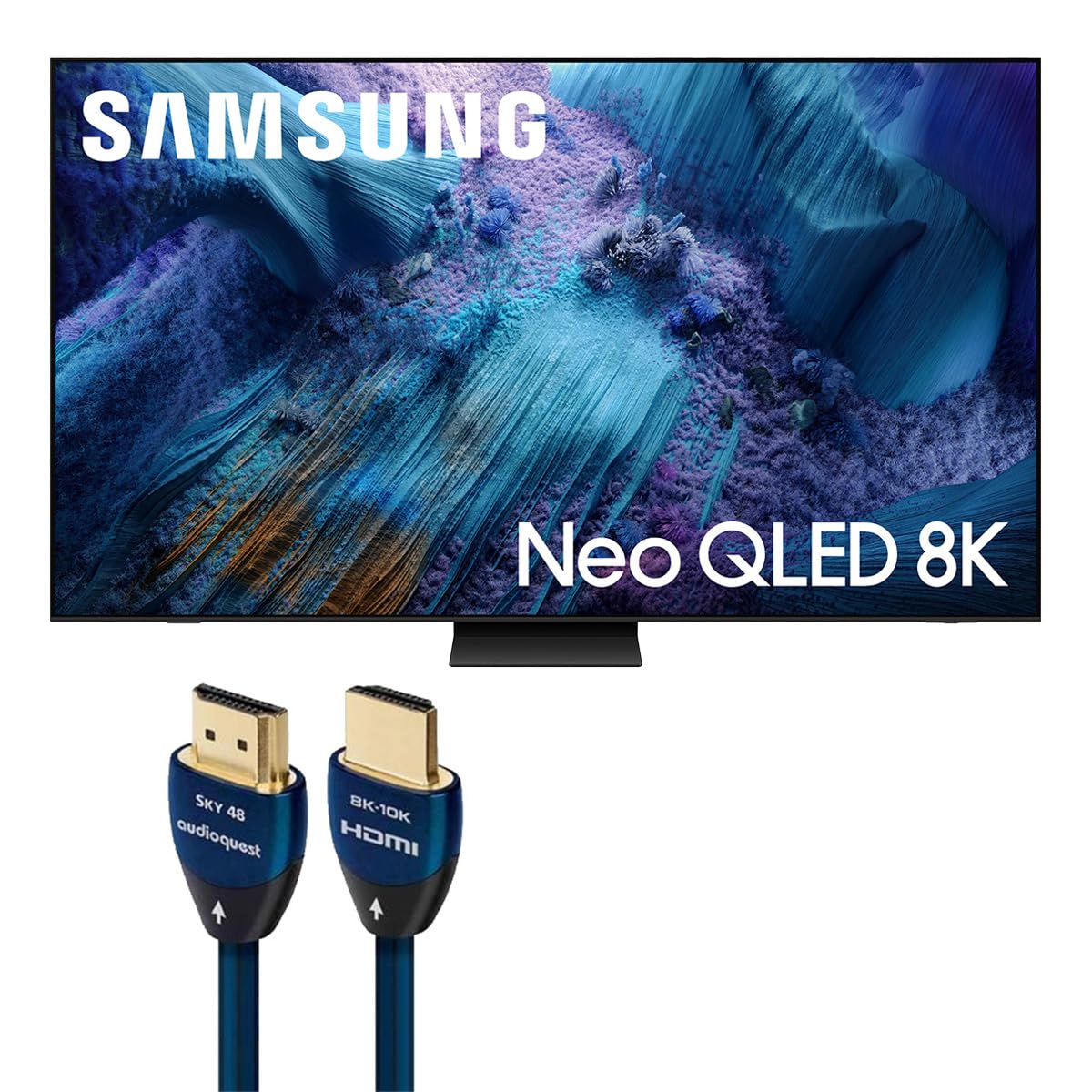 Samsung QN990F 75 Inch 8K Neo QLED Mini LED TV with AudioQuest Sky 3m HDMI Cable