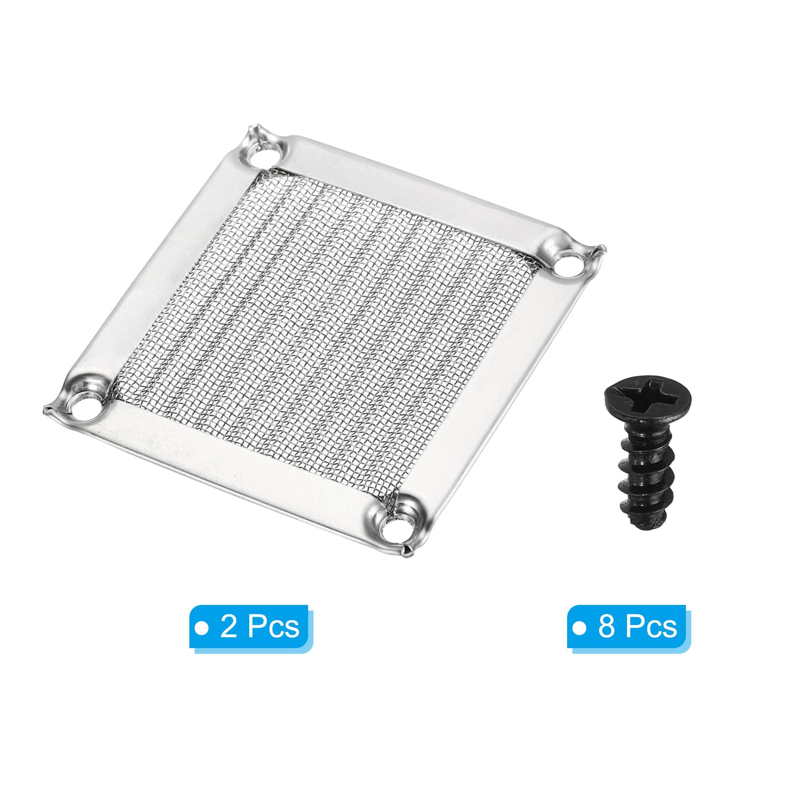 PATIKIL 84mm Ventilateur Filtre Grilles Avec Vis, 4 Colis Aluminium Cadre INOX Acier Maille Housse étanche Poussière Pour Ordinateur étui, Noir