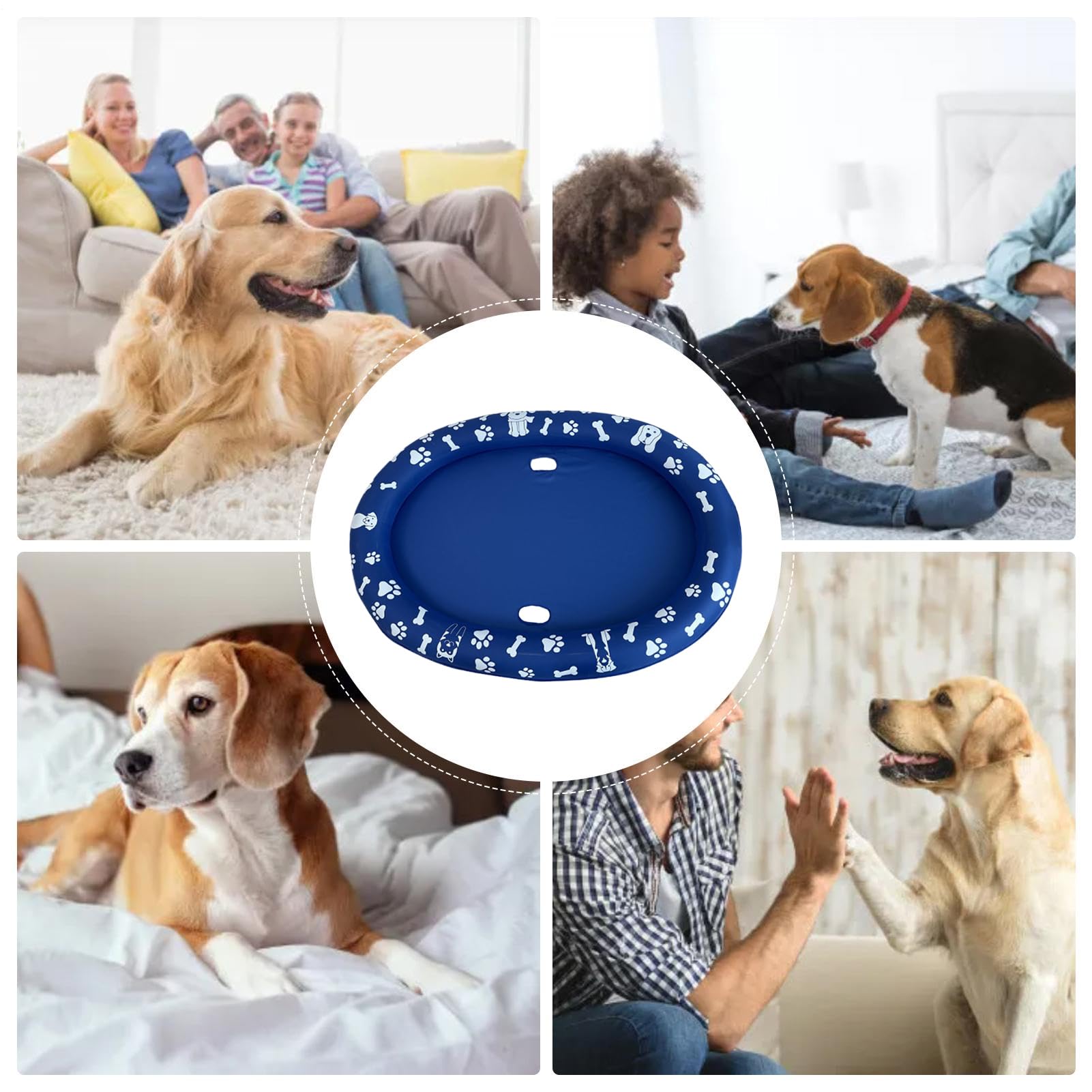 Vasca Bagno Per Cani Zattera Gonfiabile Pieghevole Antiscivolo | Galleggianti per Cani da Lago Giardino Lago Spiaggia Fiume Tubing Kayak Accessorio Galleggiante Cuccioli Bambini Giochi Mare