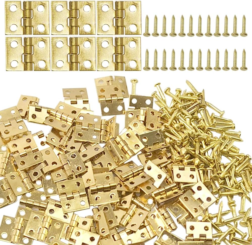 Oval Décor Jewellery Boxes 20Pcs Small Brass Hinges With Screws - For Jewelry Box, Dollhouse, Miniature Furniture Small Hinges For Wooden Box - Foto 5