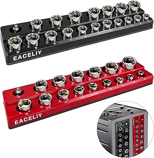 2Pcs 1/2" Magnetic Socket Organizer Set,SAE & Metric Socket Holder Kit, Socket Trays，holds 35 Deep and Shallow 1/2" Sockets(sockets not included)