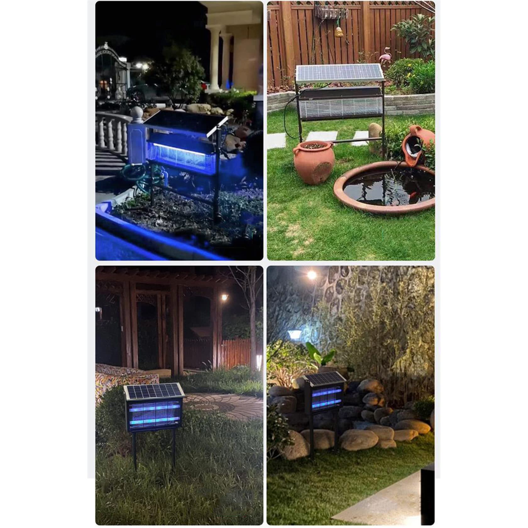 Lampada antizanzare 3000 V, Zapper Solare, Doppia Lampada UV/LED, Carica Solare Super Veloce da 12 W, Batteria al Litio 15000 mAh, Copertura 200 m² per Camera da Letto, casa, Giardino, Cortile,