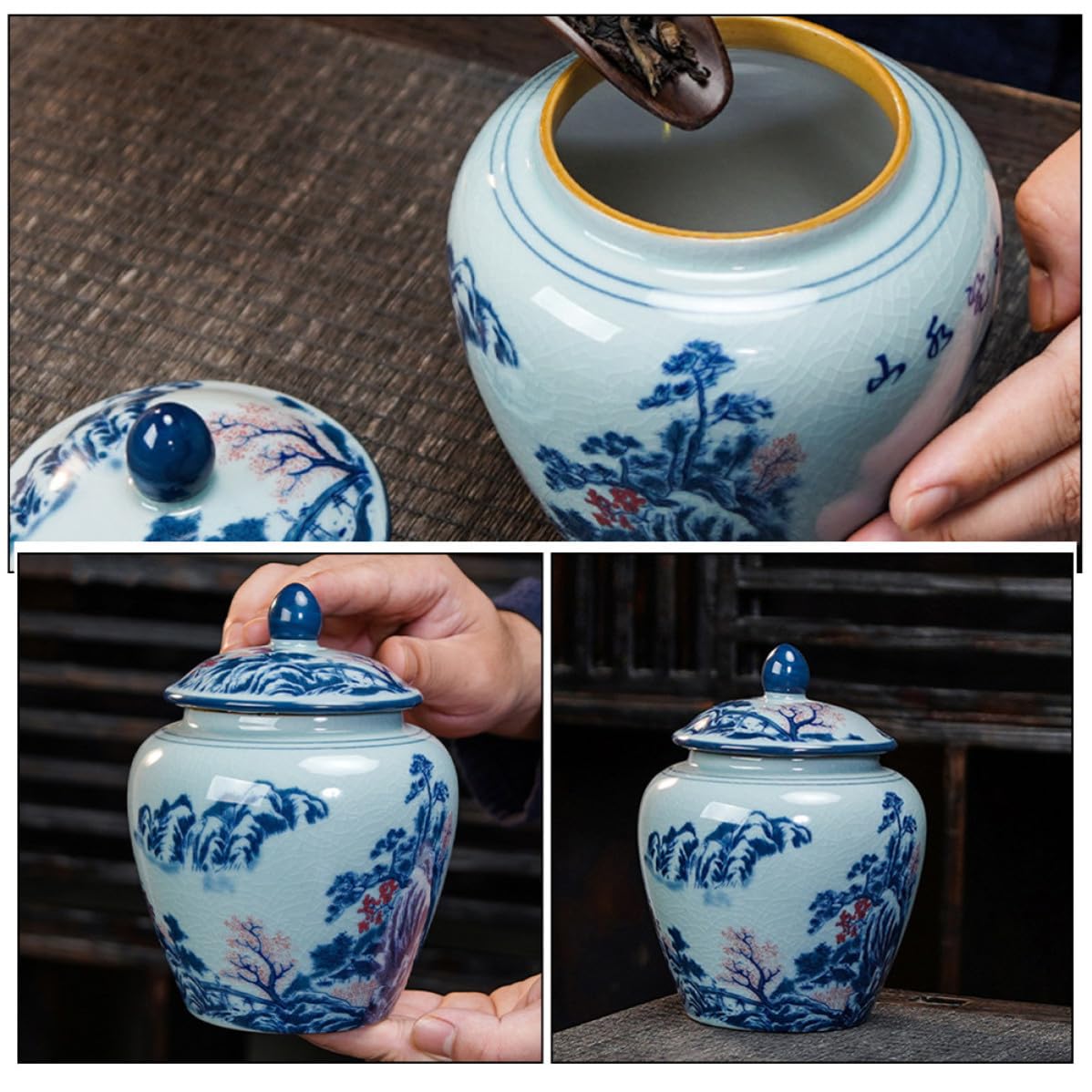 Tarro de Cerámica para Té Vintage Estilo Chino 1400ml Tapa
