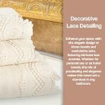 Ensemble de serviettes en dentelle Zahari Home 3 pièces - Serviettes en coton doux et pelucheux avec serviette à main et gant de toilette - Serviettes hautement absorbantes pour salle de bain, gymnase, hôtel et spa (beige crochet)