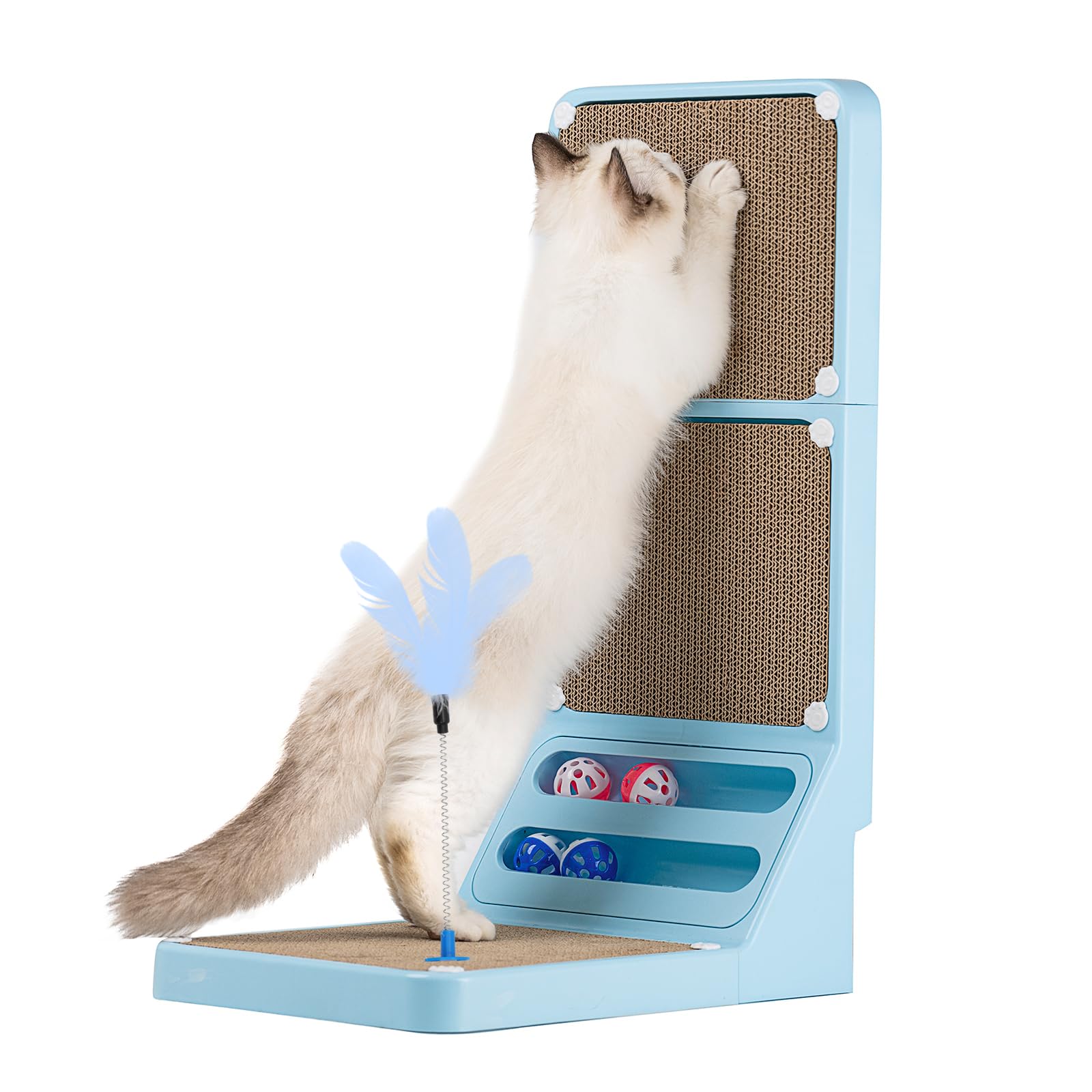 Cat Scratching Board Kitten Scratching Ball Wall Scratchers for Indoor Cats L Shaped Cat Scratcher Cats with Scratcher Pads Blue 2