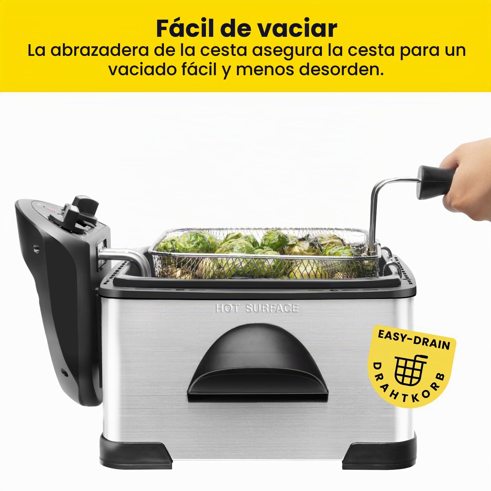Chefman 4.5 Litre Deep Fryer with Basket for Home Use, XL Jumbo Size Fry Basket Strainer, Adjustable Temperature & Timer Fish Fryer, Chicken Fryer, French Fry Maker, Gifts for Cooks, Stainless Steel