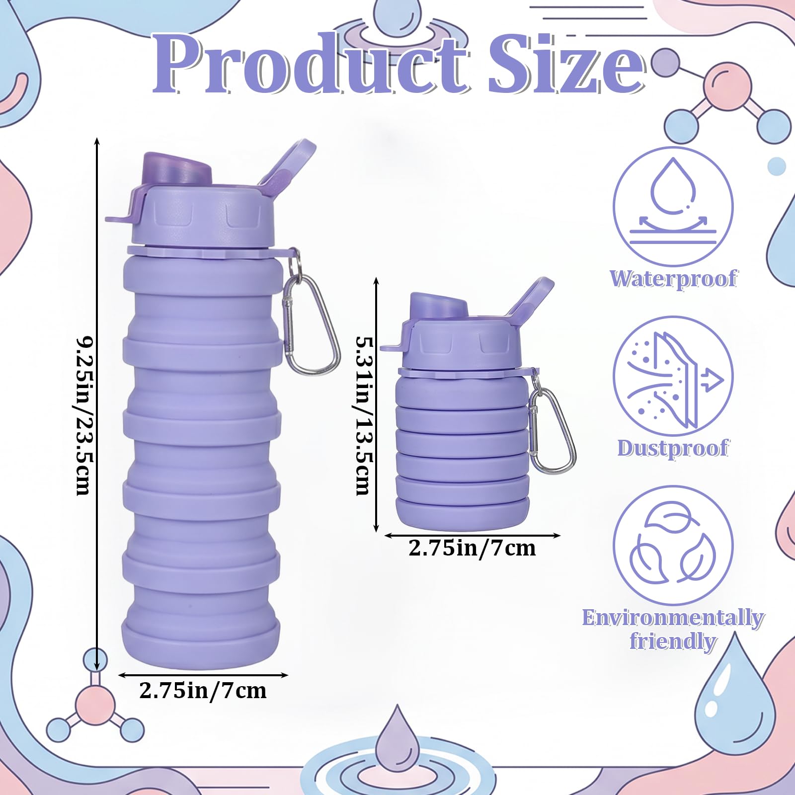 Flexible Silicone Water Bottle for Hiking