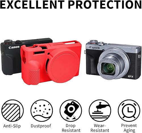 Miniatura 95 de Easy Hood Funda para cámara digital Canon Powershot G7 X Mark III, funda protectora de silicona suave con cubierta de lente extraíble para cámara