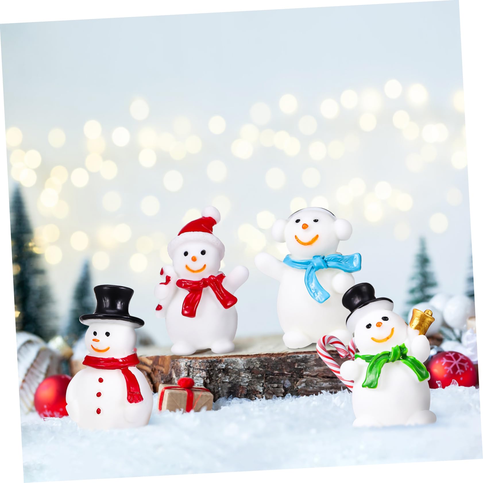 Toddmomy 50 Uds Mini Figuritas De Muñeco De Nieve Muñeco De Nieve En Miniatura De Navidad Muñeco De Nieve De Resina con Sombrero para Manualidades Fiesta De Navidad DIY