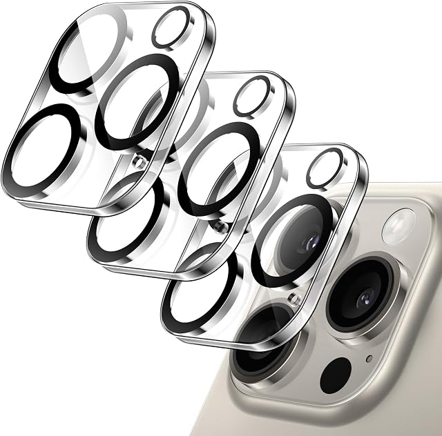 JETech Camera Lens Protector for iPhone 15 Pro 6.1-Inch and iPhone 15 Pro Max 6.7-Inch, 9H Tempered Glass, Anti-Scratch, Case Friendly, Does Not Affect Night Shots, HD Clear, 3-Pack