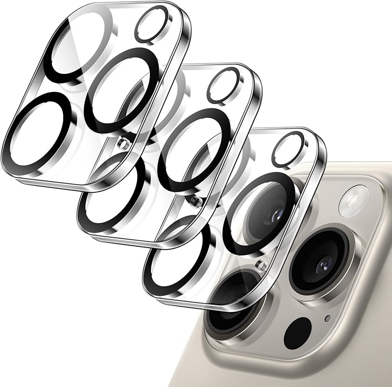 JETech Protecteur d'Objectif de Caméra pour iPhone 16 Pro 6,3 Pouces et iPhone 16 Pro Max 6,9 Pouces, Verre Trempé 9H, Anti-Rayures, Compatible Coque, HD Clair, Lot de 3
