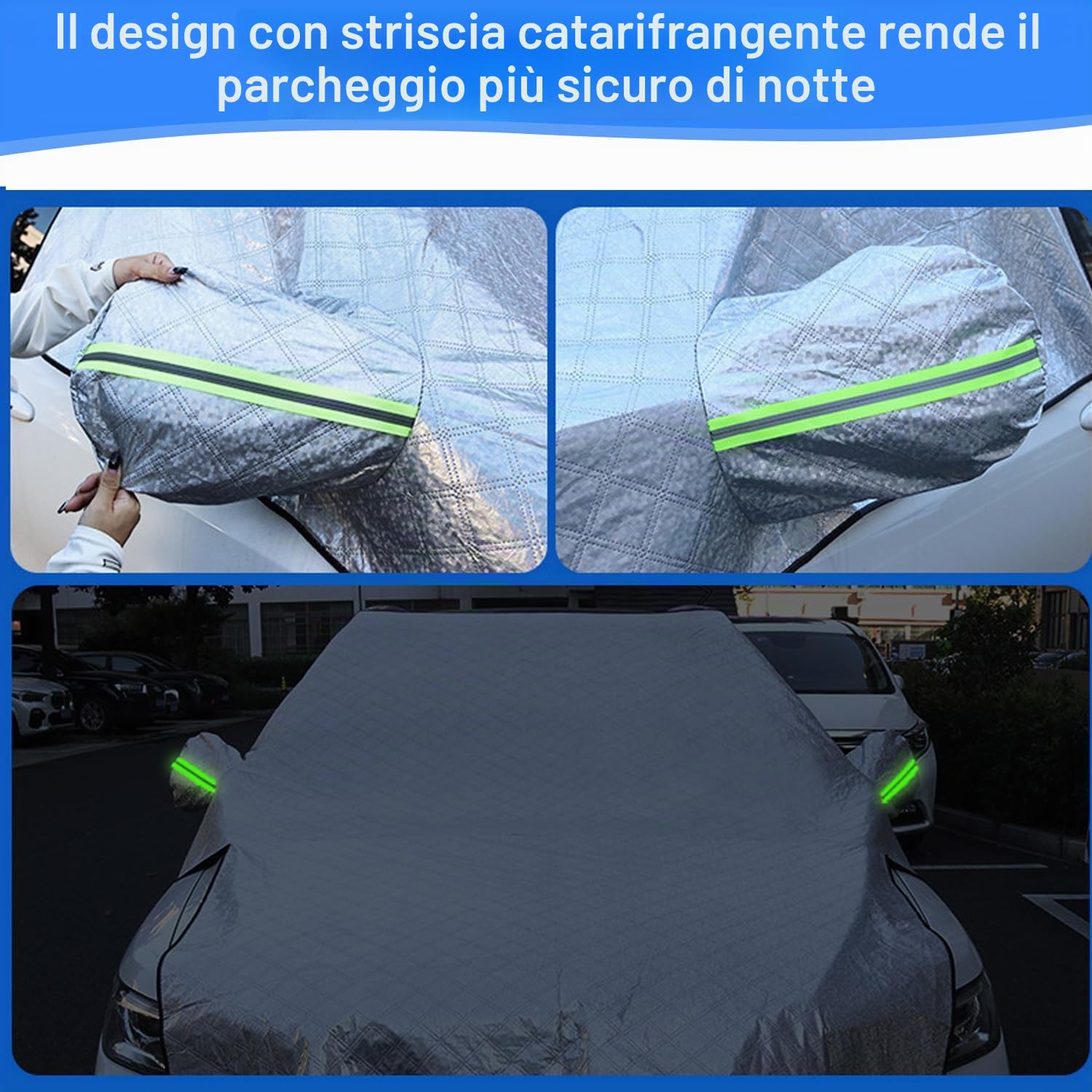 Copri Parabrezza per Auto Inverno, Copri Parabrezza Auto, 255x235cm, Telo Parabrezza Auto Antigelo, Telo Antigelo per Auto, Copertura Auto Ripiegabile, Copertura Parabrezza per Gelo, Neve