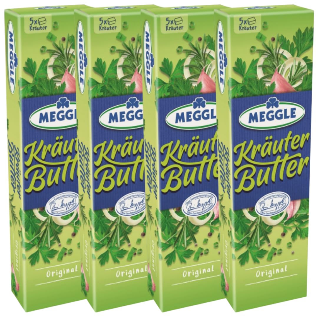 MEEGLLE Kräuter‑Butter Original – 5 × 20 g Portionspäckchen | Streichfähig & aromatisch, 4 Er