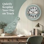 ZENFUN 12'' Round Classic Wall Clock, Battery Operated Quartz Clock Silent Non Ticking Wall Clock, Decorative for Kitchen, Home, Living Room, Farmhouse, Bedrooms, Easy to Read, Green