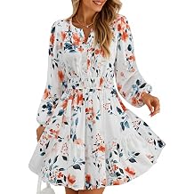 ZESICA Womens Fall Floral Long Sleeve Wedding Guest Mini Dresses