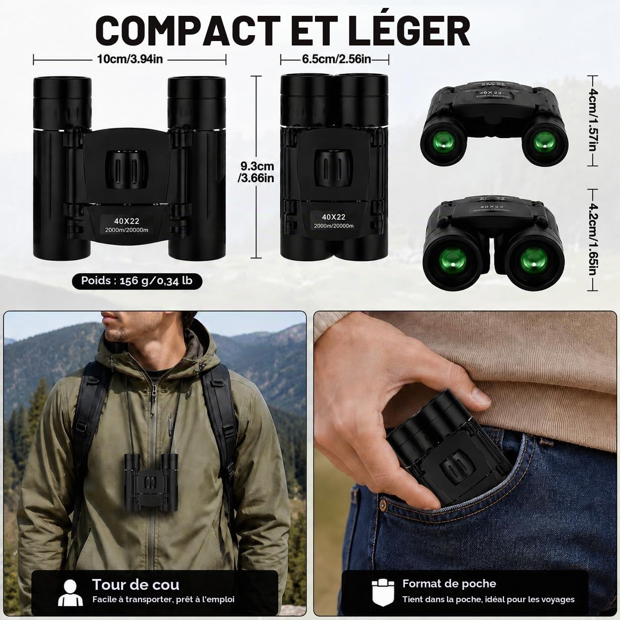 40x22 HD Jumelles Puissant 2000M Longue portée Pliable Mini BAK4 FMC | 40x22 HD Jumelles puissant 2000M longue portée pliable Mini BAK4 FMC Qualité fiable et utilisation pratique au quotidien.