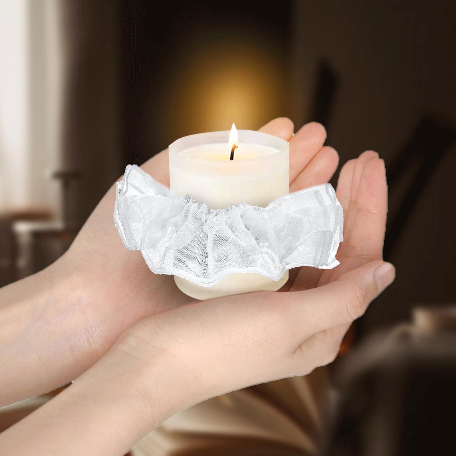 Fonyiunce Lot De 6 Jupes Anti-Gouttes Tulle Blanc – Protection Bougies Communion Baptême Mariage Diam. 3 Cm