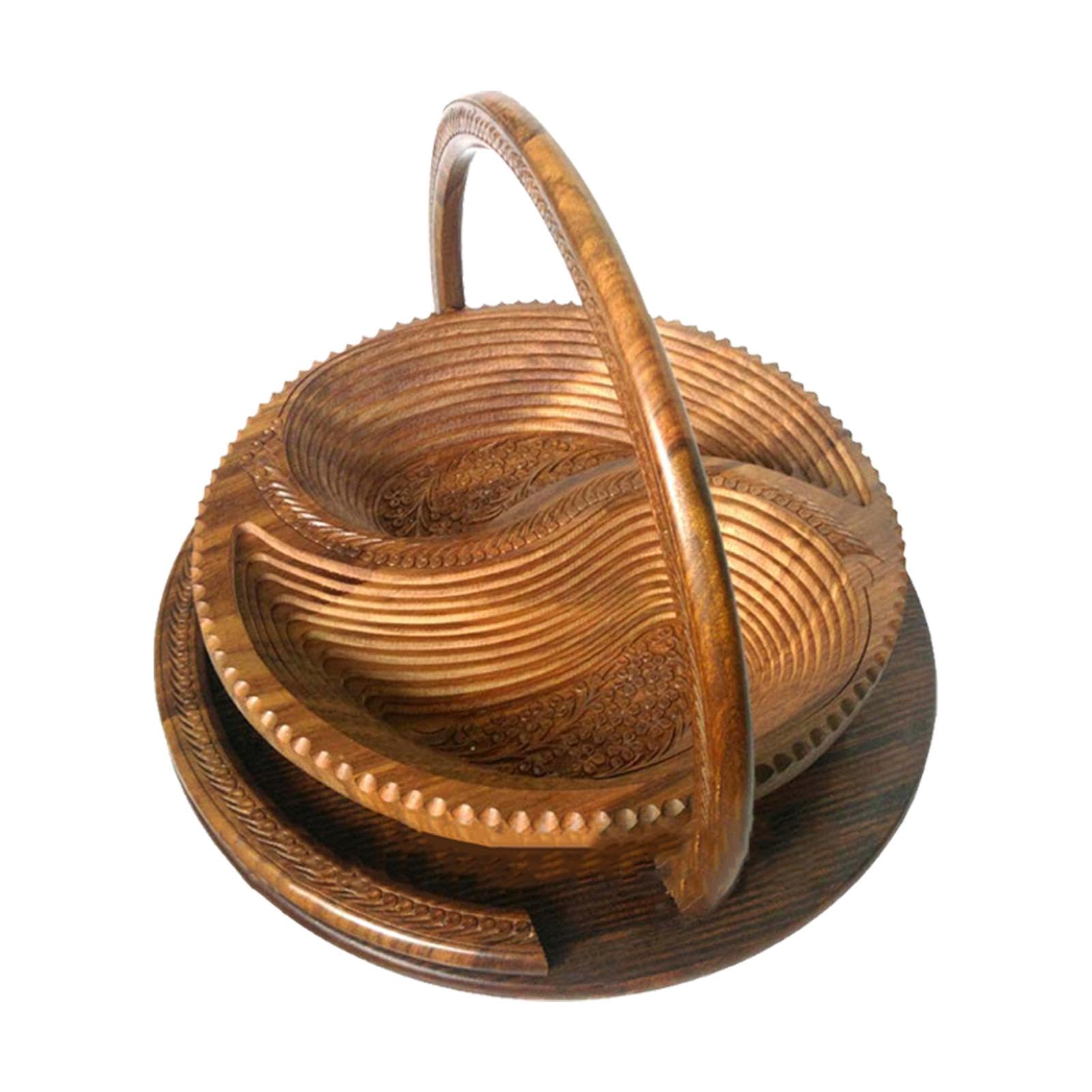 Corbeille à fruits en bois – Plateau de service pliable divisé en 4 compartiments | Paniers pliables pour , noix, bonbons, fruits, noix | compartiments | Paniers pliables pour , noix, bonbons, fruits, noix