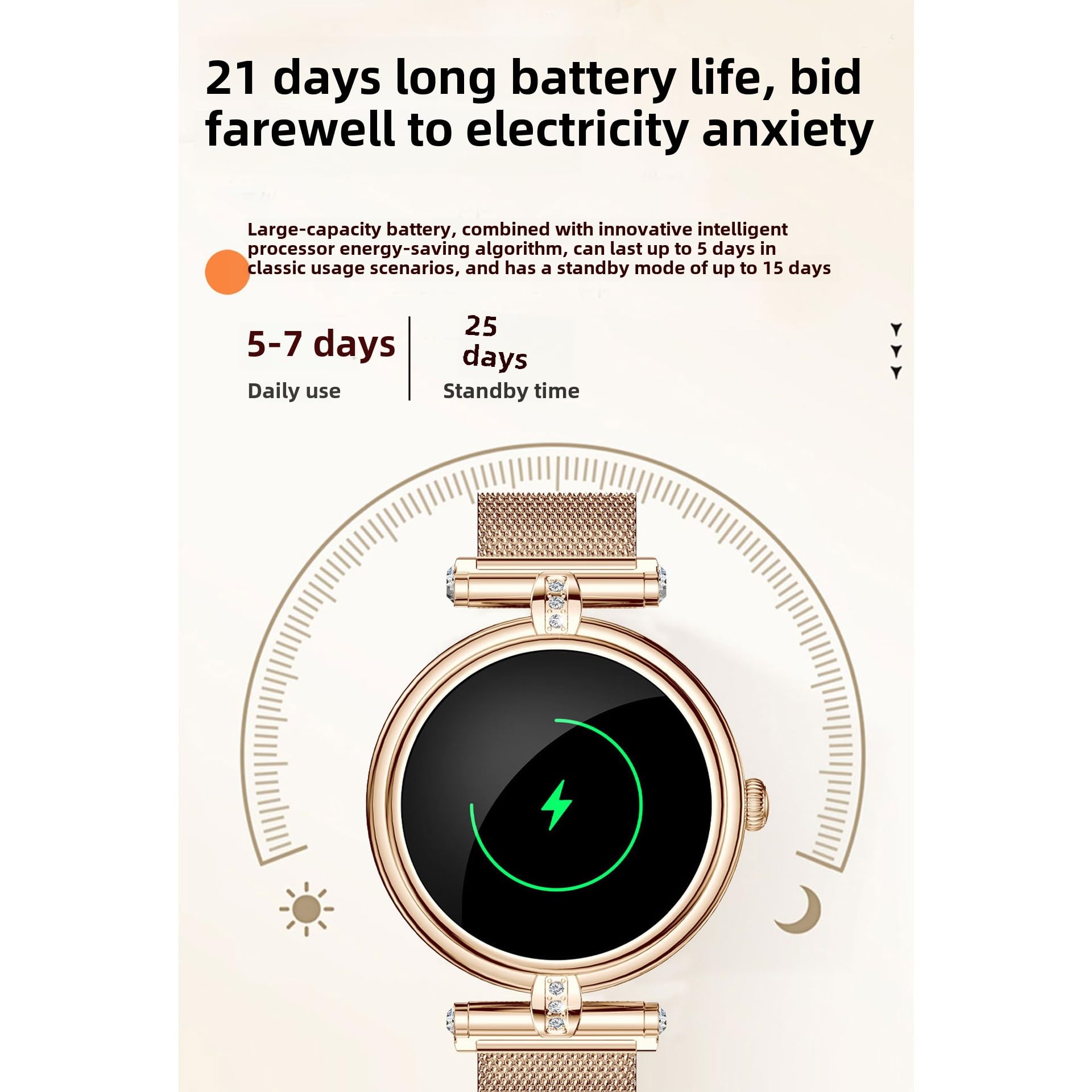 AK62 Smartwatch, zegarek sportowy Bluetooth, rozmawiające tętno, monitorowanie snu, krokomierz, okrągły zegarek damski (srebrzysty B)