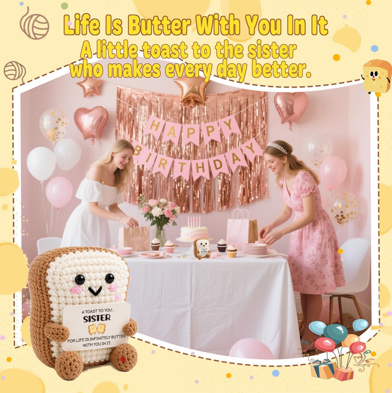 Sister Gifts, Handmade Crochet Toast, Birthday Christmas Home Decor image 4