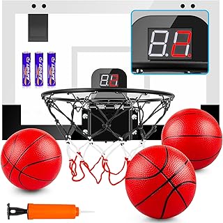 Indoor Mini Basketball Hoop for Teens/Adults with Electronic Scoreboard & Balls