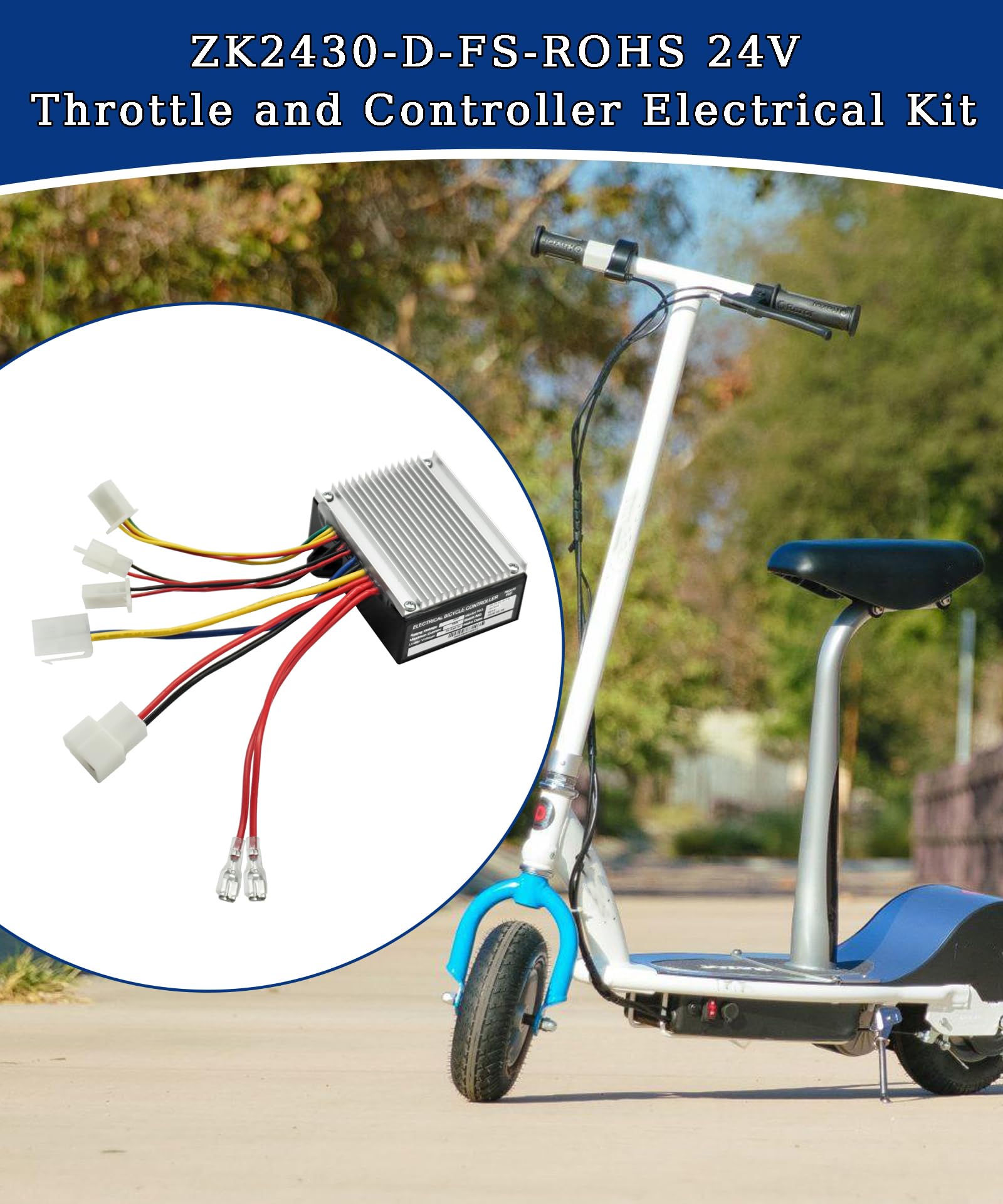 Controller elettrico ZK2430-D-FS-ROHS 24 V adatto per Razor MX350/MX400 V33-36 - solo per versioni 33+, connettore acceleratore di ricambio a 4 fili per Dirt Rocket Bike, biciclette, scooter tascabili