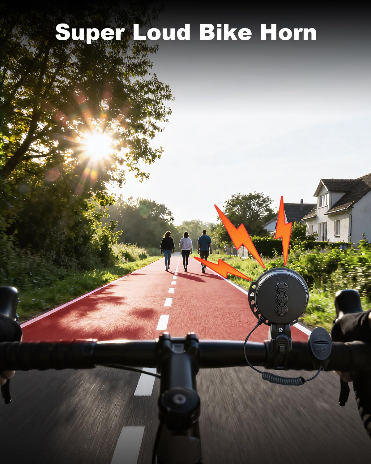 Bocina de bicicleta de 120 dB, 4 modos de sonido y volumen ajustable