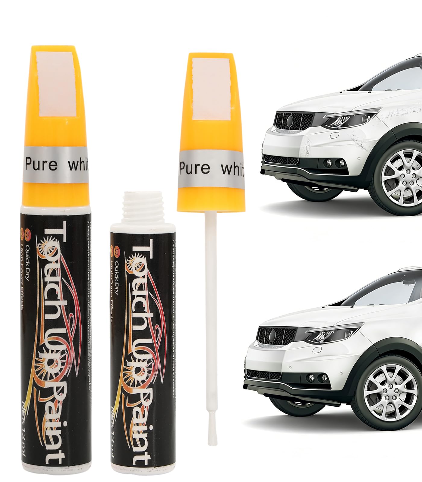 Linxins White 2 Pcs Touch Up Paint For Cars, 12Ml 2-In-1 Car Scratch Remover Pen With Towel, Car Touch Up Paint Fill Pen For Scratch Repair