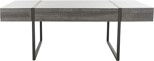 Miniatura 10 de SAFAVIEH Home Collection - Mesa de centro rectangular moderna Tristan con parte superior de madera natural y base de metal negro, mesa de sala de