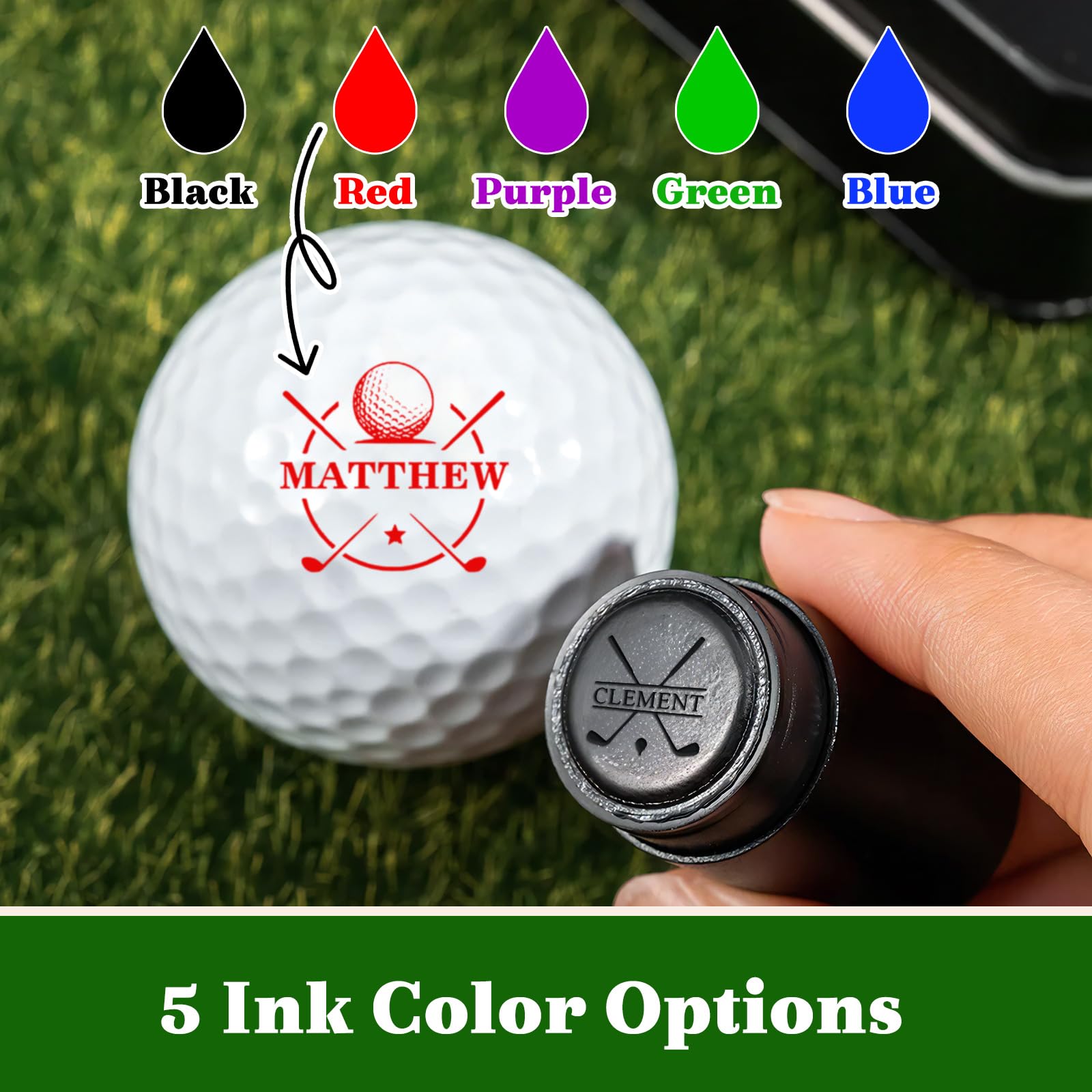 Personalisierter großer Golfball-Stempel, 20 mm Logo, mit Metall-Aufbewahrungskoffer, benutzerdefinierter Name oder Logo, wiederverwendbare Golfballmarkierung, Herren-Golfzubehör, Geschenke für
