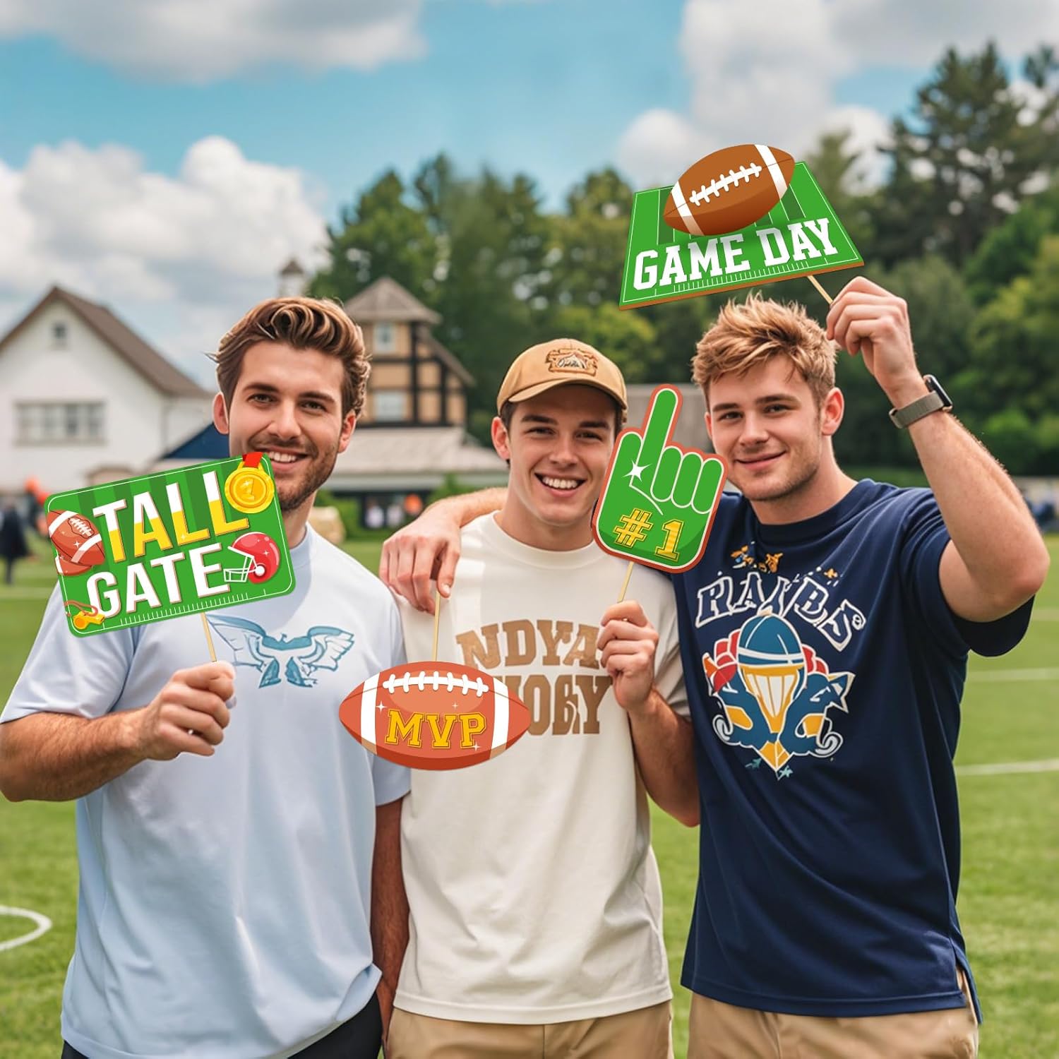 Football Photo Booth Props,15 Pcs Super Bowl Game Day Decoration Football Birthday Party Supplies- Football Themed Boys Kids Birthday Party Favors - Image 5